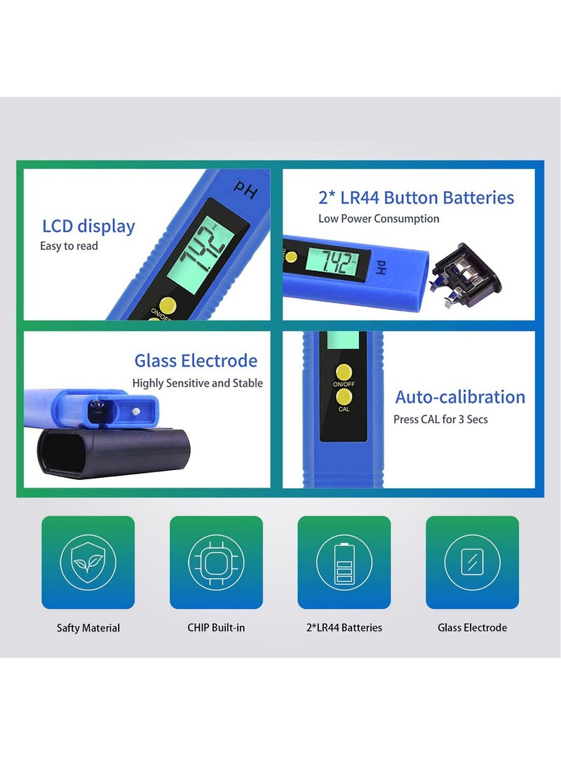 Generic - Water pH Meter and TDS Meter, pH and 3 in 1 TDS&EC Water Tester Combo, Turbidity Meter, ±0.01 pH Accuracy ±2% F.S Accuracy TDS/EC/Temperature Meter, Pen Type and Handheld, PPM Meters - Image 1