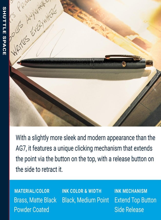 Fisher Space Pen Matte Black Shuttle Pen, Pressurized Ballpoint Pen, Gold Accents, Writes Upside Down and in Extreme Temperatures, Medium Point, Gift Box, Made in USA, Used On Crewed Space Flights - Image 3