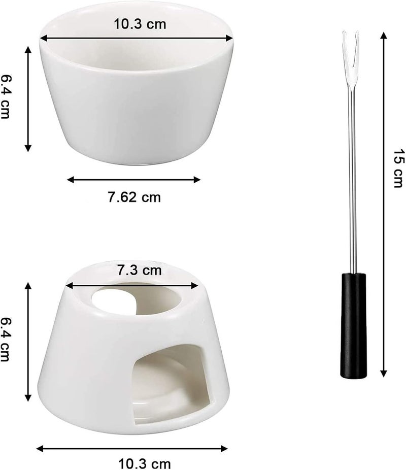 Fondue Set with 4 Forks, Premium Tea Light Porcelain Melting Pot for Cheese, Chocolate and Tapas - Image 2