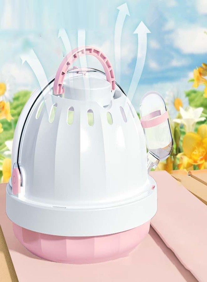 werdecade Guinea Pig Carrier Cage with Water Bottle, Portable Hamster Travel Carrier Carry Case for Small Pets, Gerbils, Mice, Dwarf Hamster (Pink) - Image 4