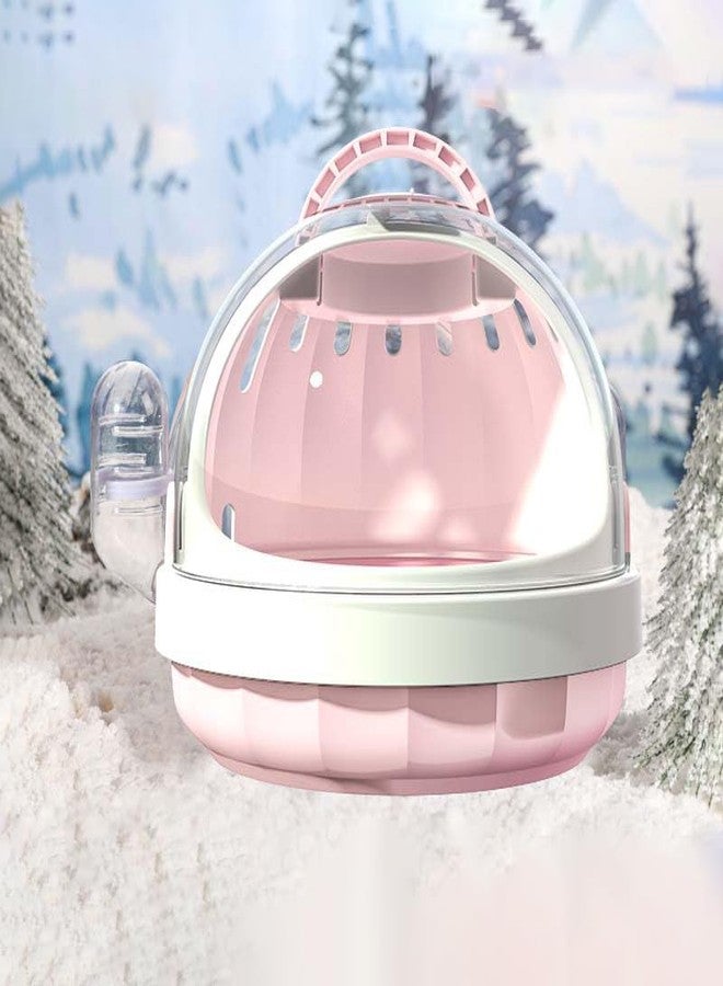 werdecade Guinea Pig Carrier Cage with Water Bottle, Portable Hamster Travel Carrier Carry Case for Small Pets, Gerbils, Mice, Dwarf Hamster (Pink) - Image 2