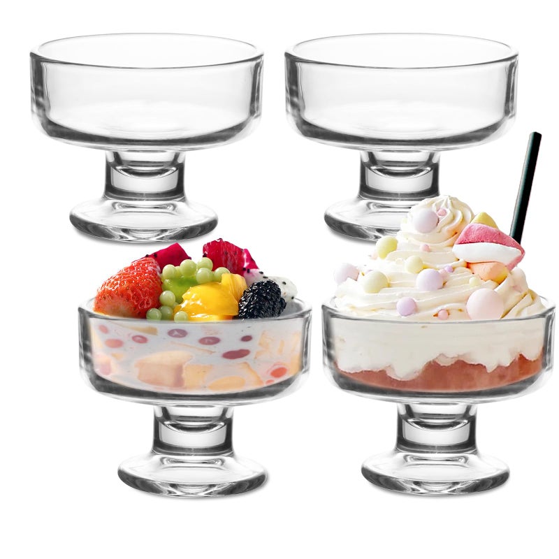 wangsdjy 7oz Glass Ice Cream Bowls- Versatile Dessert Bowls & Cups for Mixed Drinks, Desserts, Nuts, Fruit, Pudding & Snacks- Perfect for Parties, Gatherings (4) - Image 1