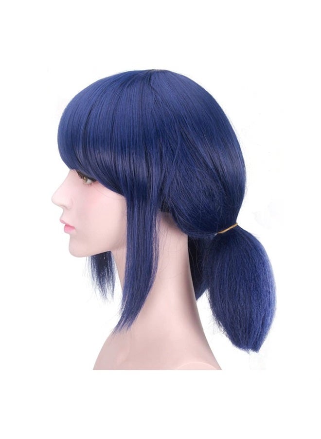 DAZCOS Anime Cosplay Wig For Girls Women Blue Hair With Red Rope - Image 3