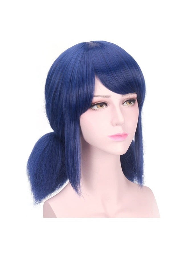 DAZCOS Anime Cosplay Wig For Girls Women Blue Hair With Red Rope - Image 2