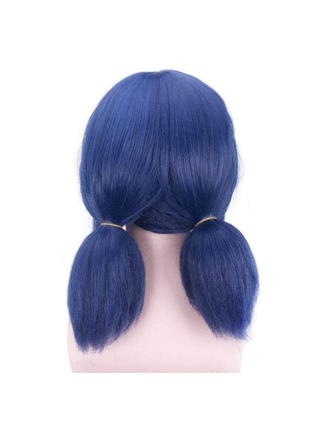 DAZCOS Anime Cosplay Wig For Girls Women Blue Hair With Red Rope - Image 4