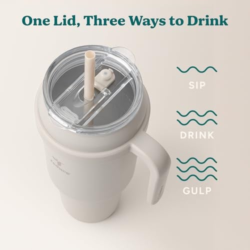 REDUCE Reusable 50 oz Cold1 Water Tumbler – Ergonomic Handle – Double-Wall Insulation – Sturdy Desktop/Tabletop Mug with Lid and Straw – BPA-Free – Stainless Steel for Gym, Home, Office – Casa Blanca - Image 5
