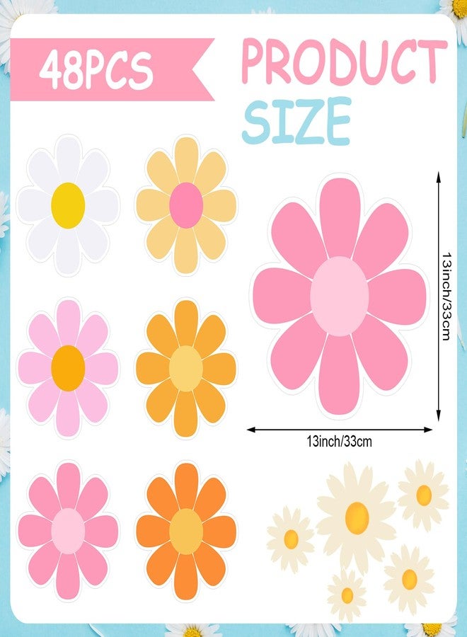 Watersay 48 Pcs Disposable Flower Placemats Bulk Daisy Paper Placemats 13 Inch Colorful Groovy Party Supplies Boho Spring Summer Table Decorations for Wedding Birthday Bridal Dinner - Image 2