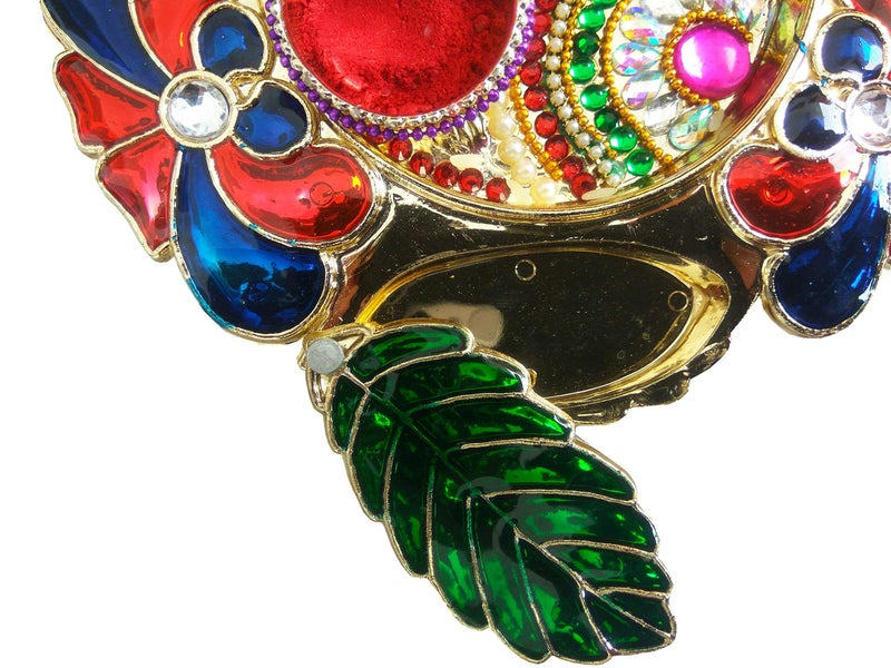 Priyanshi Hand Work & Meena Work Pooja & Tilak Thali Size 6x6 Inches Golden Plated - Image 5