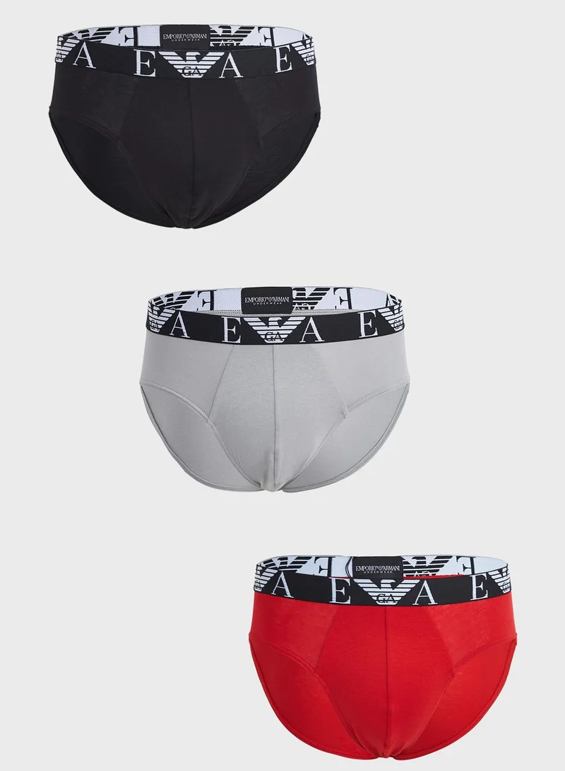 EMPORIO ARMANI 3 Pack Logo Band Assorted Briefs