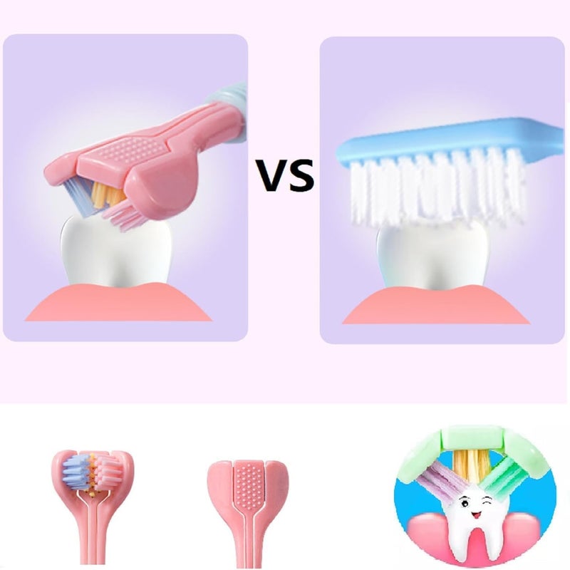 EAGEAN Three-sided toothbrush With Toothbrush Holder, all-round cleaning brush in V-shape with non-slip handle, soft bristles, thorough and thorough cleaning of teeth, Pack Of 2 - Image 4