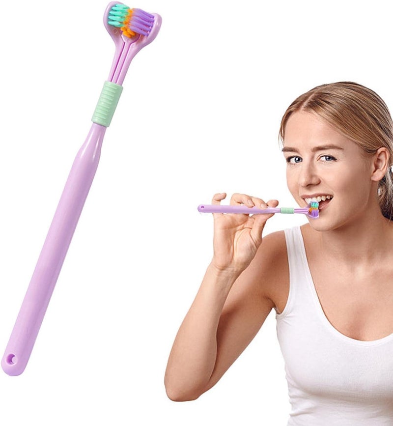EAGEAN Three-sided toothbrush With Toothbrush Holder, all-round cleaning brush in V-shape with non-slip handle, soft bristles, thorough and thorough cleaning of teeth, Pack Of 2 - Image 2