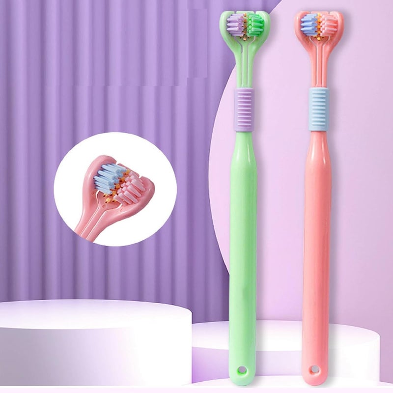 EAGEAN Three-sided toothbrush With Toothbrush Holder, all-round cleaning brush in V-shape with non-slip handle, soft bristles, thorough and thorough cleaning of teeth, Pack Of 2 - Image 5