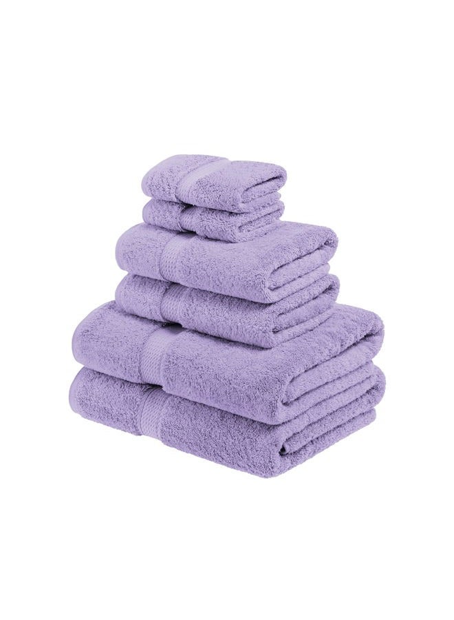 Superior Egyptian Cotton Pile 6 Piece Towel Set, Includes 2 Bath, 2 Hand, 2 Face Towels/Washcloths, Ultra Soft Luxury Towels, Thick Plush Essentials, Guest Bath, Spa, Hotel Bathroom, Purple - Image 1