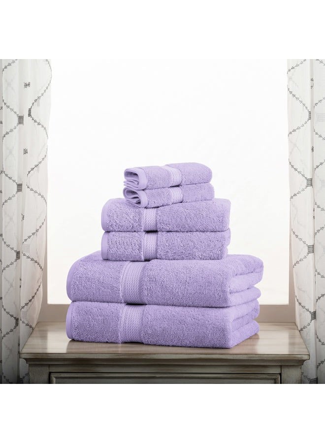Superior Egyptian Cotton Pile 6 Piece Towel Set, Includes 2 Bath, 2 Hand, 2 Face Towels/Washcloths, Ultra Soft Luxury Towels, Thick Plush Essentials, Guest Bath, Spa, Hotel Bathroom, Purple - Image 2