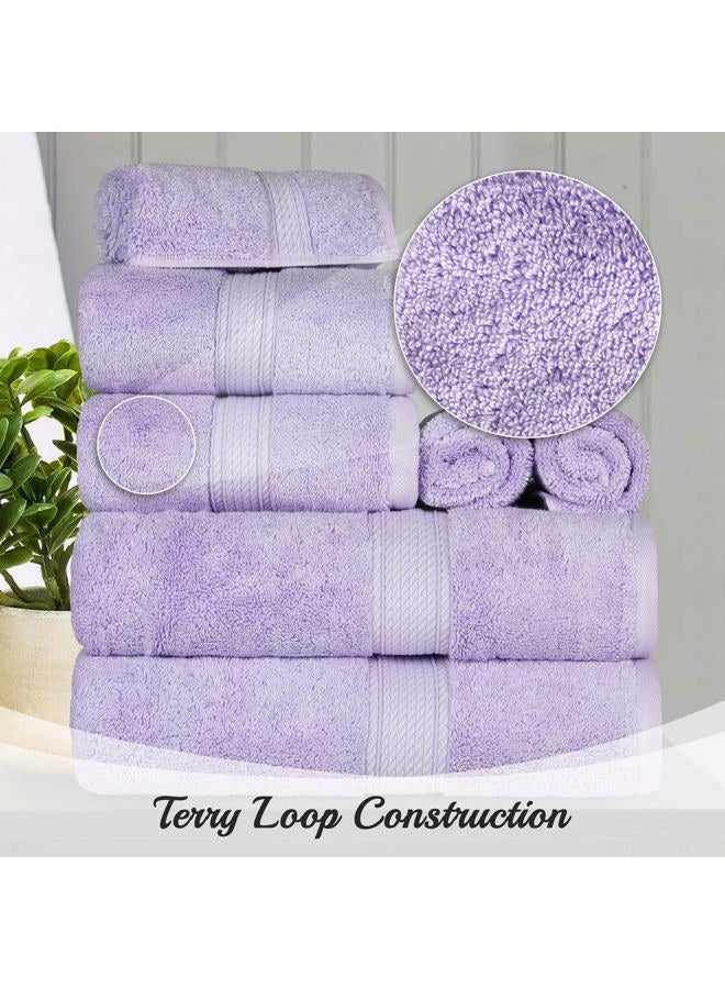 Superior Egyptian Cotton Pile 6 Piece Towel Set, Includes 2 Bath, 2 Hand, 2 Face Towels/Washcloths, Ultra Soft Luxury Towels, Thick Plush Essentials, Guest Bath, Spa, Hotel Bathroom, Purple - Image 3