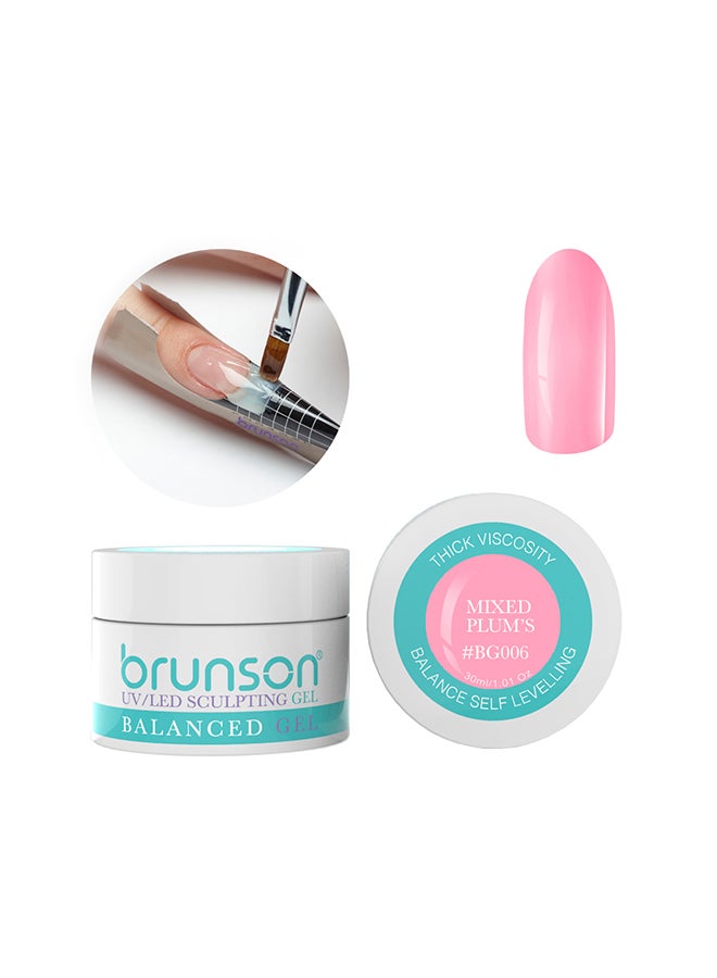 brunson جل بناء تمويه نحت مستوى متوازن جل UV نظام جل أظافر نحت 30 مل مختلط برقوق BG006