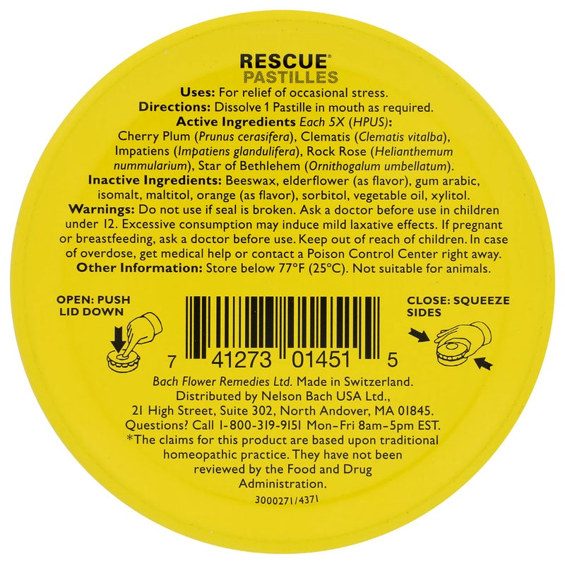 RESCUE Bach Rescue Pastilles Orange Elderflower, 1.7 OZ - Image 2