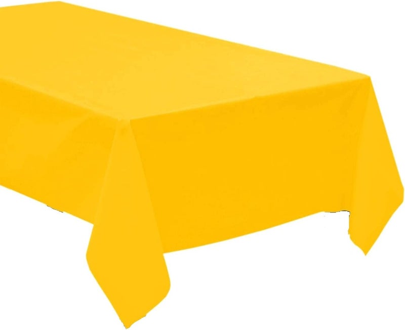 3 Pack Plastic Tablecloth Rectangle 54" X 108" Premium Disposable Table Cover for Party Birthday Wedding (Yellow)