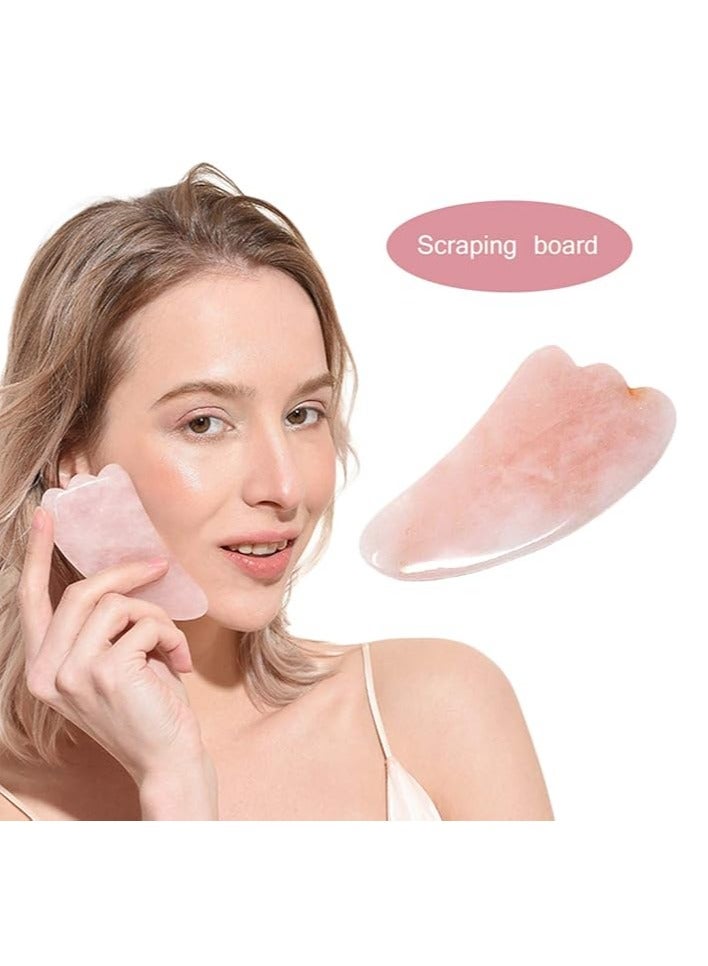 general Gua Sha Massage Tool Stone Healing Crystal Quartz Scraper for Facial SPA Foot Anti-Aging Treatment, Rose Quartz, Wing Shape 2-Pack - Image 3