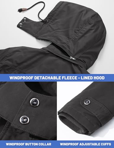 TACVASEN Winter Jackets for Men Winter Coat for Men Military Warm Fleece Tactical Jackets Grey L - Image 5