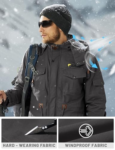 TACVASEN Winter Jackets for Men Winter Coat for Men Military Warm Fleece Tactical Jackets Grey L - Image 4