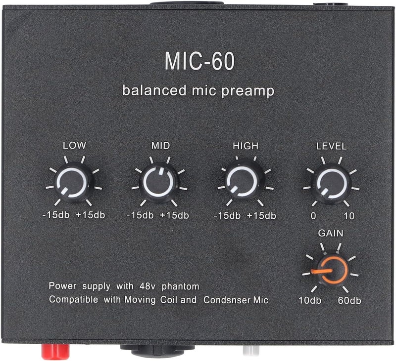 LiebeWH Microphone Amplifier 3.5mm 6.5mm XLR Interface Microphone Preamp 60db Gain 48V Power Dynamic Condenser Mic Amplifier - Image 4