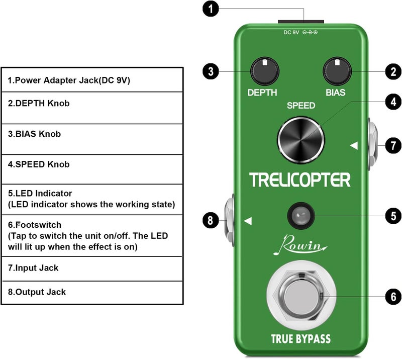 Rowin Trelicopter Effects Guitar Tremolo Pedal - Image 1