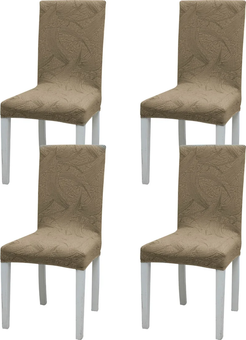فايند Elastic flexible chair cover Stretch lycra kitchen living room chair cover (4-pcs) Sehra pattern brown
