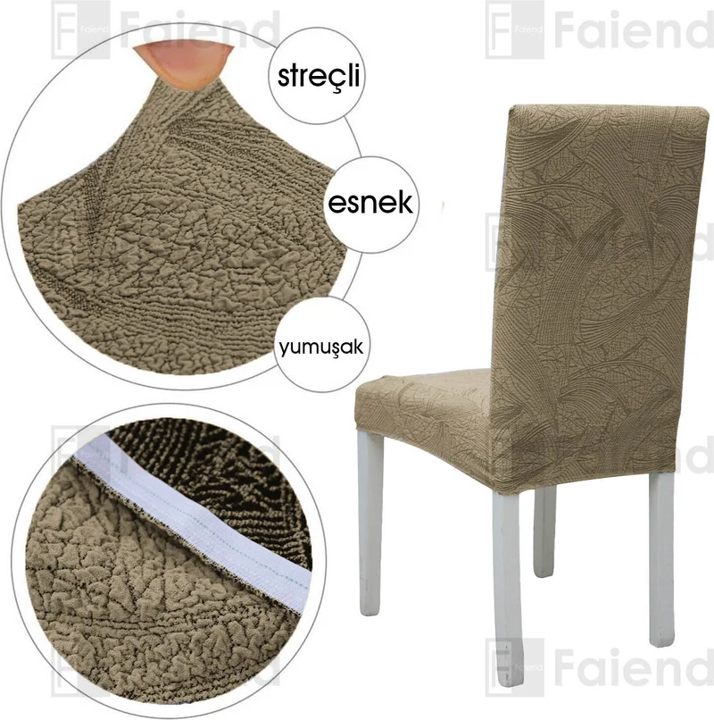 فايند Elastic flexible chair cover Stretch lycra kitchen living room chair cover (4-pcs) Sehra pattern brown