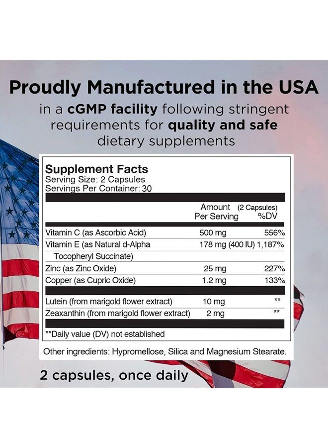 Viteyes AREDS 2 Eye Vitamins, Classic Macular Support, Allergen Free Capsules, with Natural Vitamin E, Vitamin C, Zinc, Copper, Lutein & Zeaxanthin, Eye Doctor Trusted, Manufactured in The USA, 60 Ct - Image 4