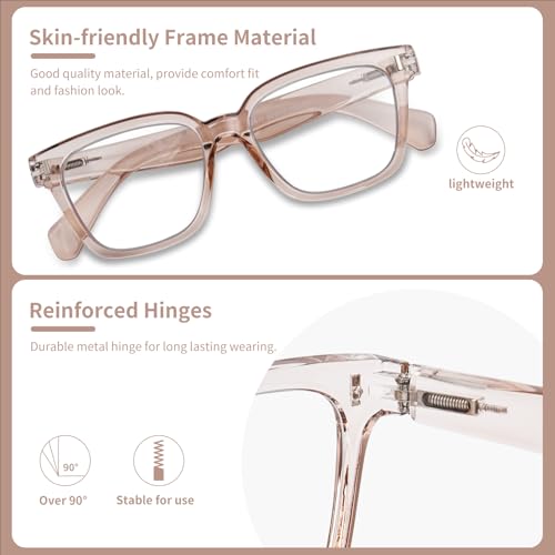 YUKANG Progressive Multifocal Reading Glasses for Women Men, Anti Glare Blue Light Blocking Multifocus Computer Glasses LBrown 2.5 - Image 5