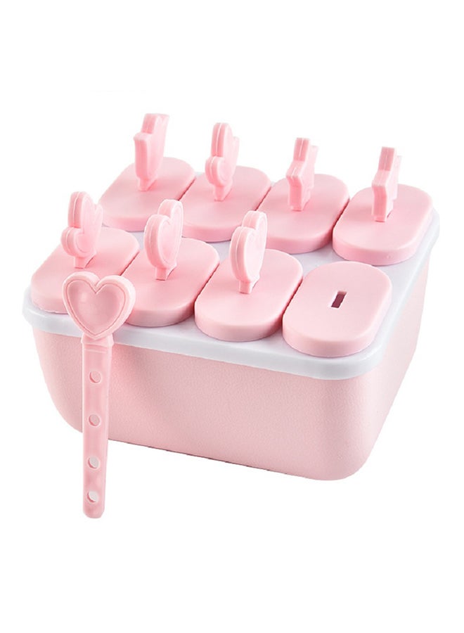 Loquat 8 Grid Reusable Ice Cream Popsicle Mold Pink 12.3 X 11.5 X 7centimeter