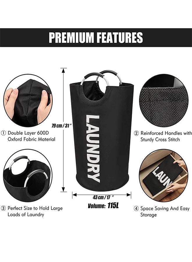 إسكدنيا سلة غسيل كبيرة قابلة للطي مزودة بمقبض أسود 79x43سم - Image 2