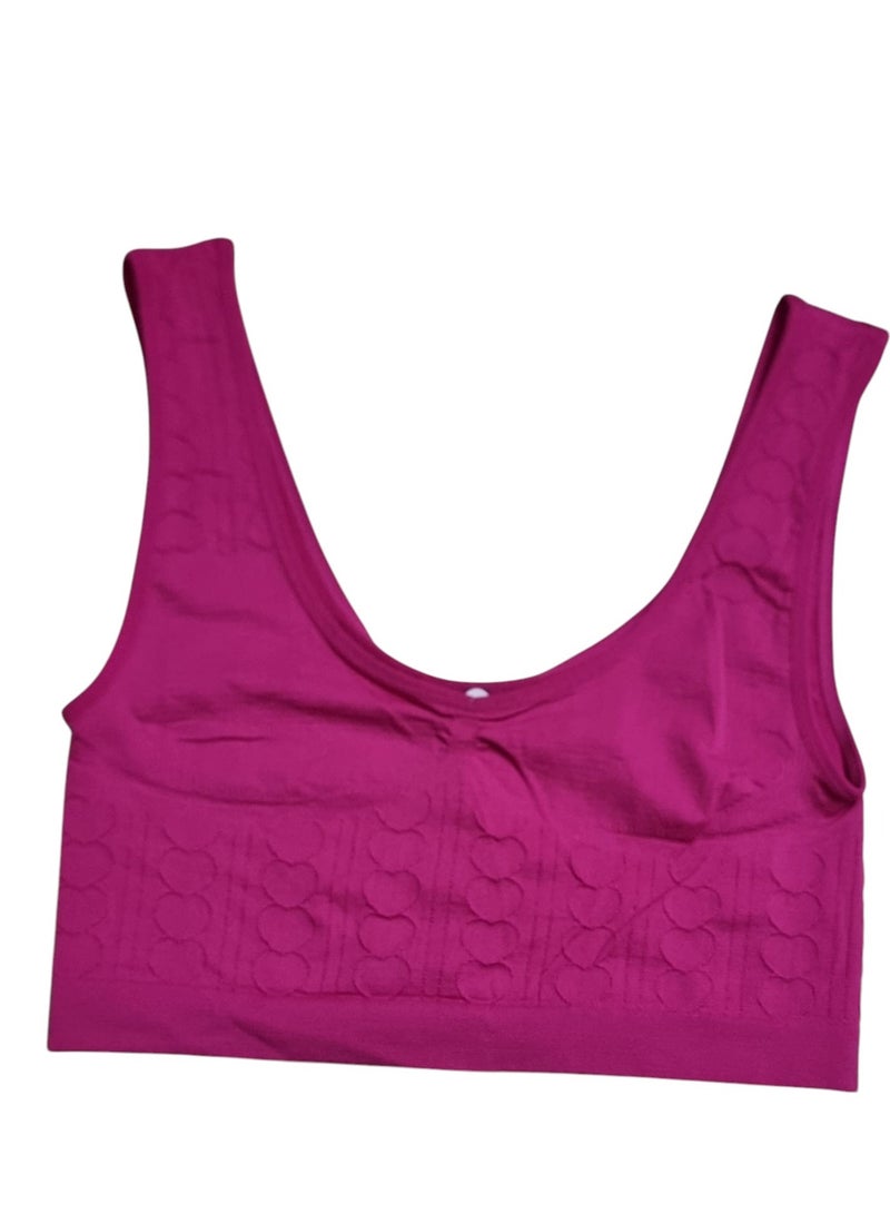 Women's Polyester Non-Wired Soft Top Sports Bra Free Size Pink 