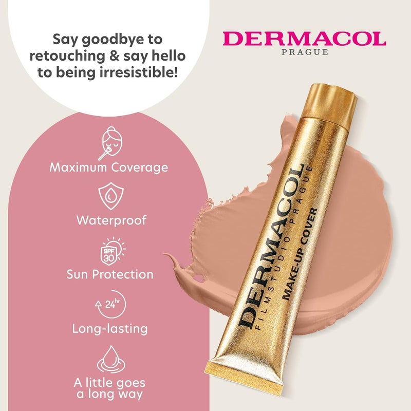 Dermacol - Full Coverage Foundation, Liquid Makeup Matte Foundation with SPF 30, Waterproof Foundation for Oily Skin, Acne, & Under Eye Bags, Long-Lasting Makeup Products, 30g, Shade 215 - Image 3