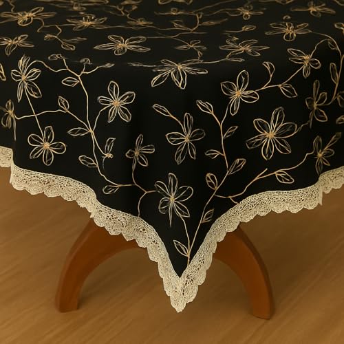 Homerz Premium Round Table Cover, 60 inch Diameter, Waterproof and Easy to Clean, 2 Years Brand Guarantee (Golden Floral) - Image 3