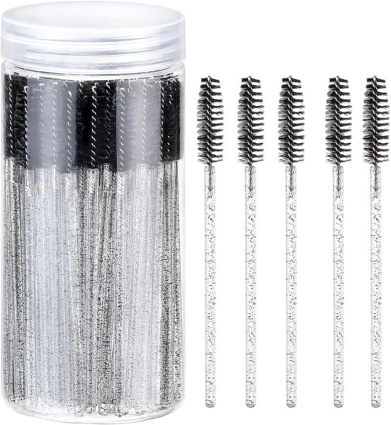 Odluzy 100 PCS Eyelash Brush, Disposable Eyelash Mascara Brushes Wands Applicator Tools Makeup Brush Kits, Eyelash Spoolies Eyelashes Brush for Eyelash Extensions and Eyebrow Brush (Black) - Image 1