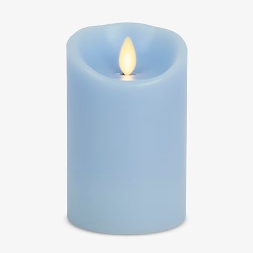 Luminara Flameless LED Battery Operated Flickering Pillar Moving Flame Candles Airy Blue 3 x 45 - Image 1