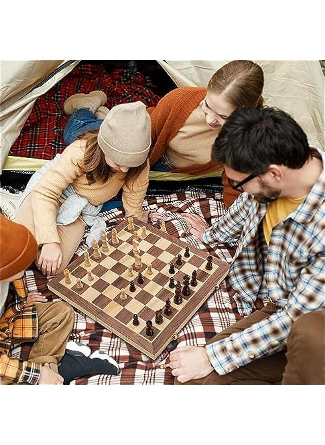 Generic - Upgraded Magnetic Chess Set, 15 Tournament Staunton Wooden Chess Board Game Set with Magnets, Crafted Chesspiece ans Storage Slots for Kids Adult, includes Extra Queens - Image 1