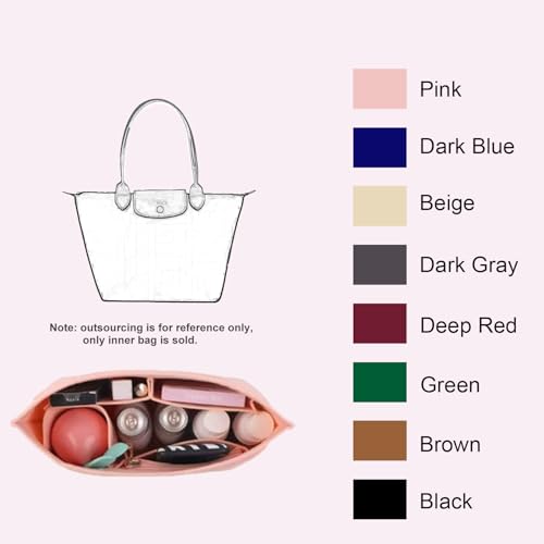 D.DUO Purse Organizer, Multi-Pocket Felt Handbag Organizer, Folding Tote Bag organizer insert for Insert Wallet Organizer Suitable for Longchamp (Black, Large) - Image 3