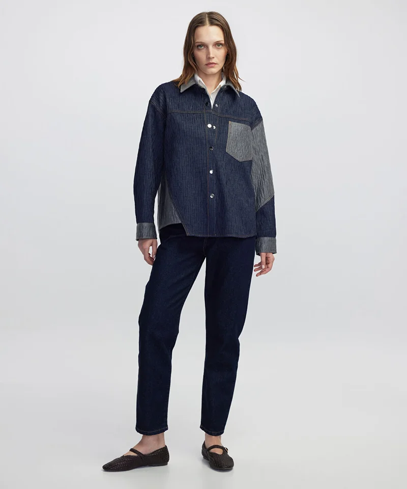 ابيكول Color-Block Crushed Textured Jacket