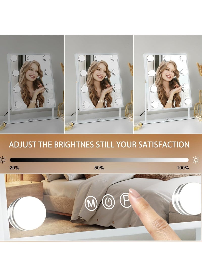 Hihonor Hollywood Vanity Makeup Mirror with Lights - 9 LED Bulbs, Touch Control, 3 Colors Light, 360° Rotation, Light Up Vanity Mirror for Dressing Room & Bedroom  - Image 5