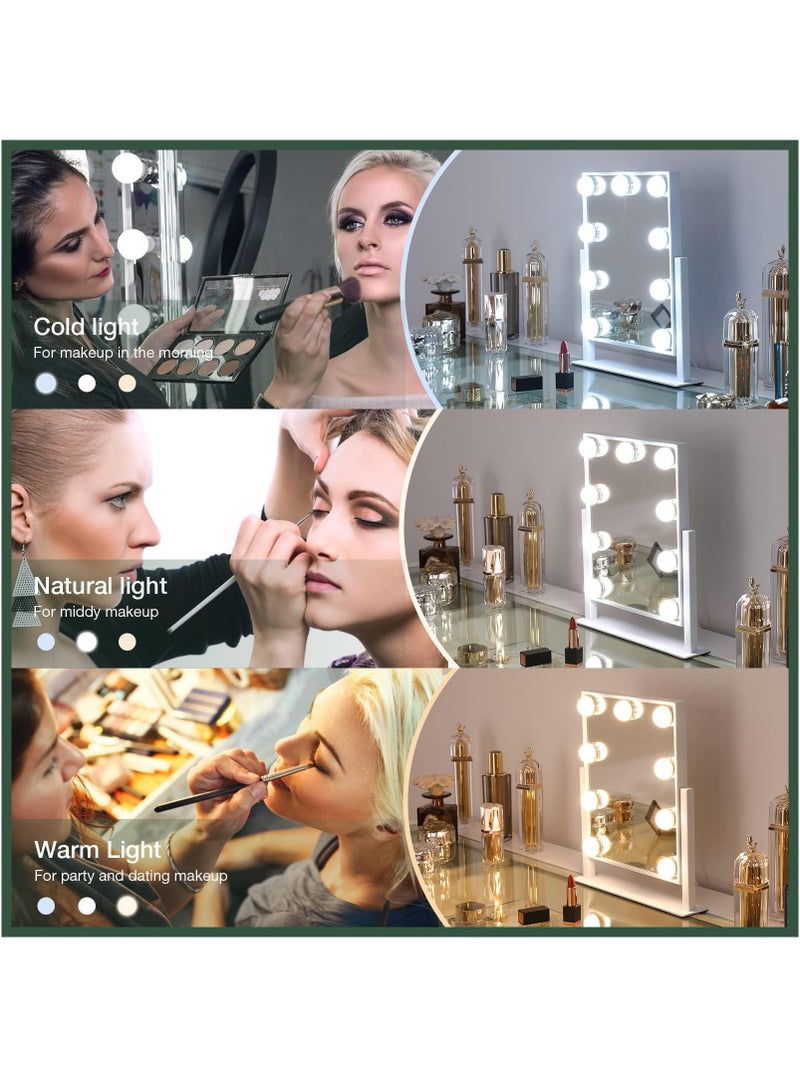 Hihonor Hollywood Vanity Makeup Mirror with Lights - 9 LED Bulbs, Touch Control, 3 Colors Light, 360° Rotation, Light Up Vanity Mirror for Dressing Room & Bedroom  - Image 3