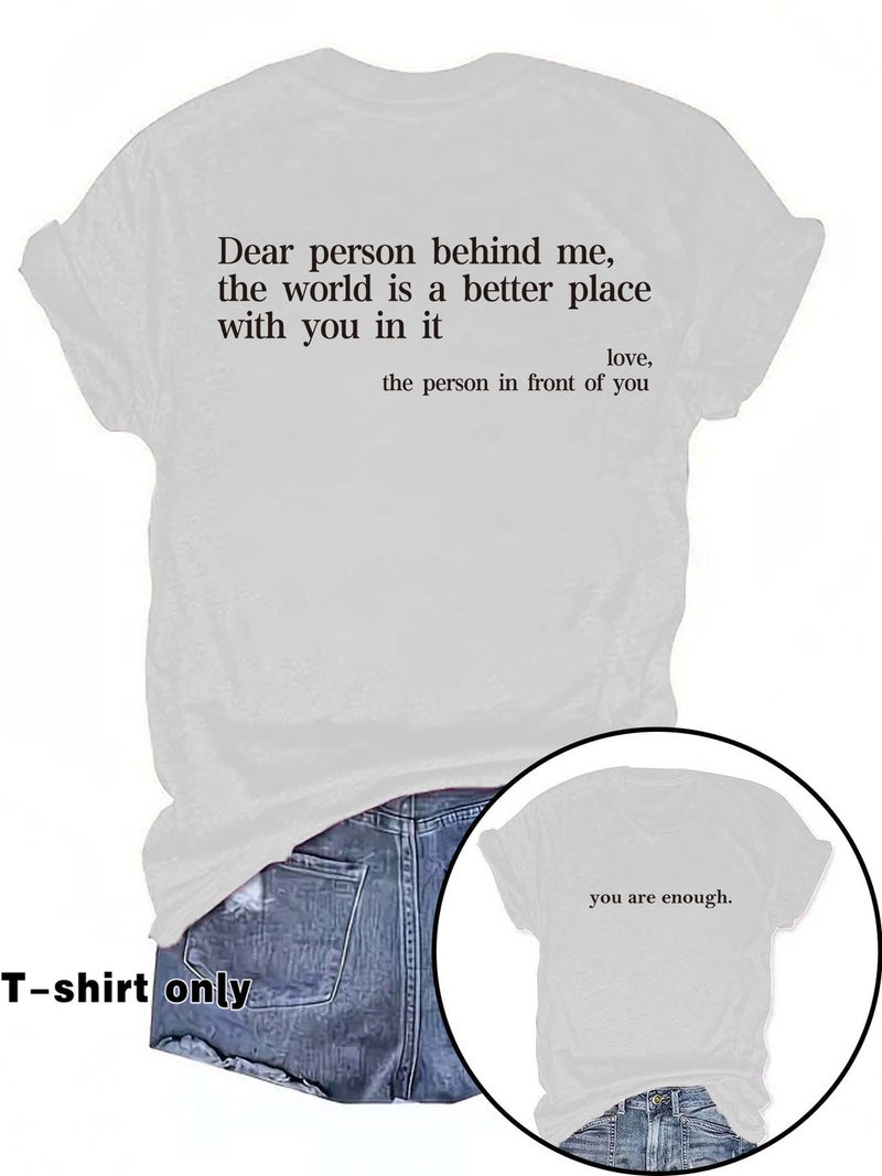 E-Commerce You Are Enough Printed T-Shirt Short Sleeve Loose Fashion T-Shirt - Image 3