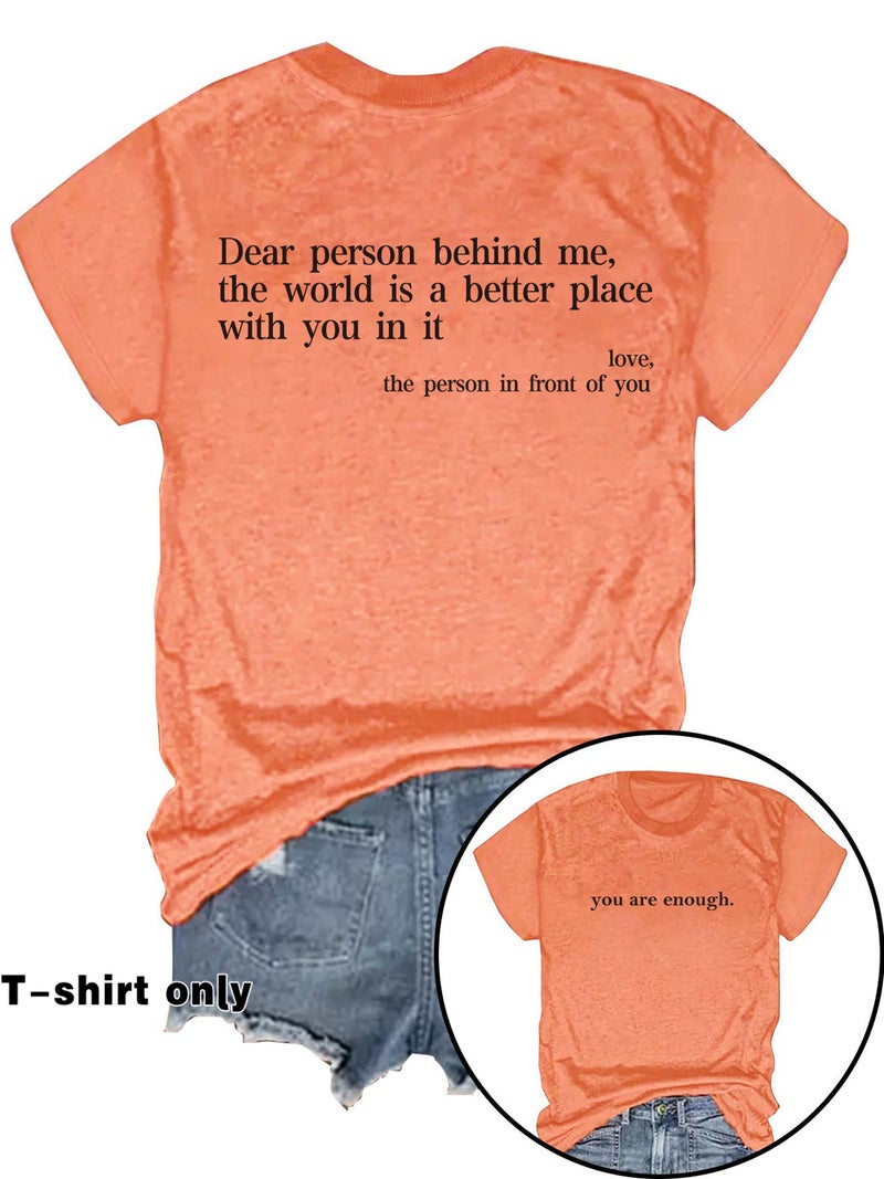 E-Commerce You Are Enough Printed T-Shirt Short Sleeve Loose Fashion T-Shirt - Image 1