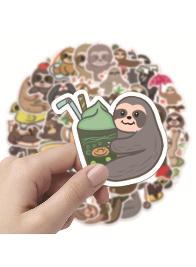 ORAINBOW 50 PCS Cute Sloth Stickers Vinyl Waterproof Animal Stickers for Water Bottle Skateboard Laptop Travel Case Laptop Stickers for Adults Teens Kids  - Image 2