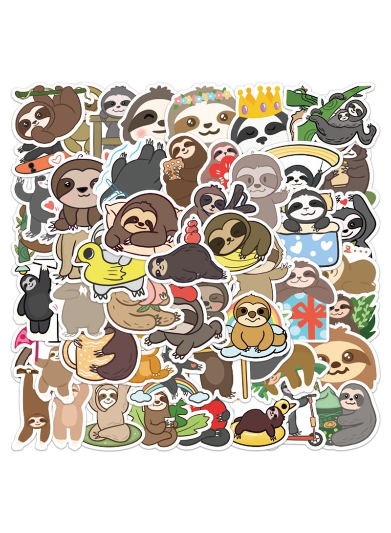ORAINBOW 50 PCS Cute Sloth Stickers Vinyl Waterproof Animal Stickers for Water Bottle Skateboard Laptop Travel Case Laptop Stickers for Adults Teens Kids  - Image 1
