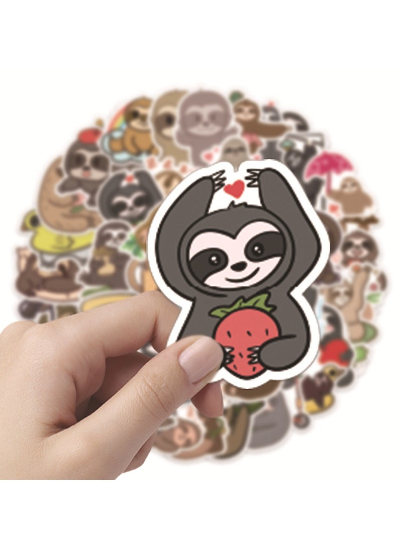 ORAINBOW 50 PCS Cute Sloth Stickers Vinyl Waterproof Animal Stickers for Water Bottle Skateboard Laptop Travel Case Laptop Stickers for Adults Teens Kids  - Image 3