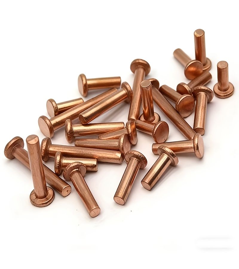 مسامير من النحاس 2 × 4 مم 50 قطعة رأس مسطح مقاومة للتآكل لإصلاح المعادن والجلود - Image 3