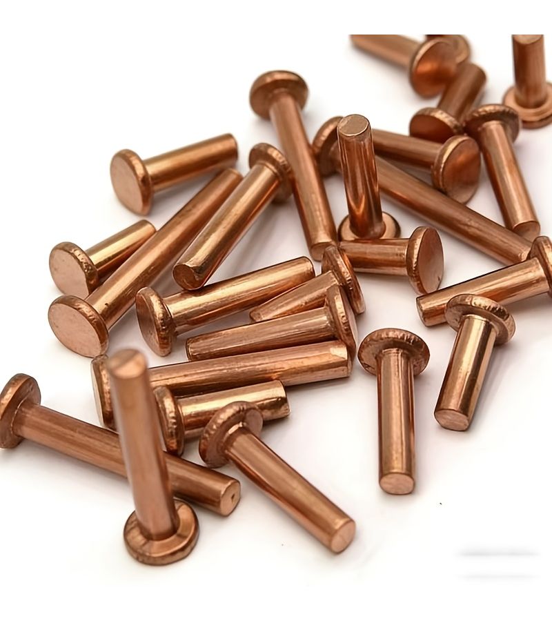 مسامير من النحاس 2 × 4 مم 50 قطعة رأس مسطح مقاومة للتآكل لإصلاح المعادن والجلود - Image 4